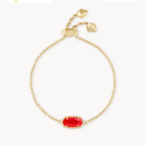 Kendra Scott Elaina Gold Adjustable Chain Bracelet in Red Illusion - Picture 1 of 3
